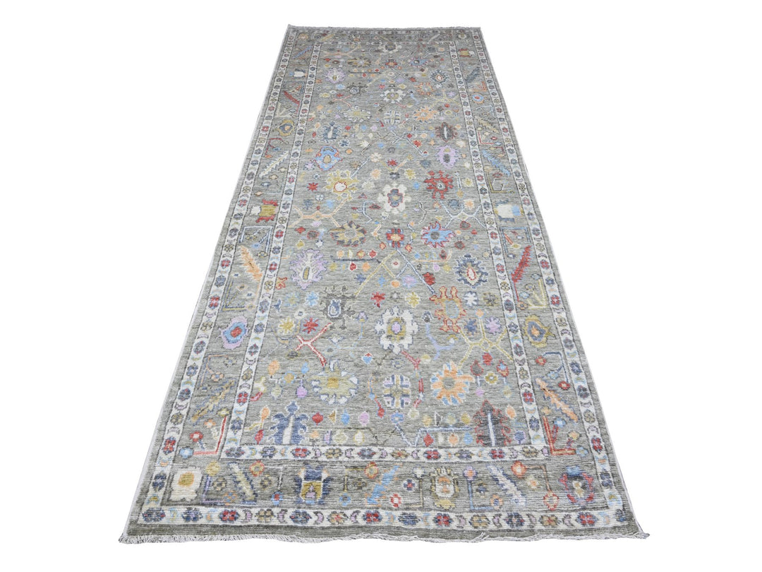 4'5" x 10'0" New Hand Knotted Green Wool Runner Oriental Rug - MOA10289647