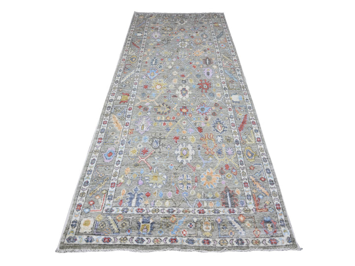 4'5" x 10'0" New Hand Knotted Green Wool Runner Oriental Rug - MOA10289647