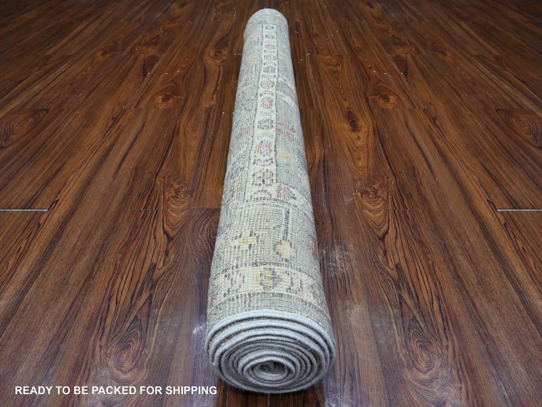 4'5" x 10'0" New Hand Knotted Green Wool Runner Oriental Rug - MOA10289647