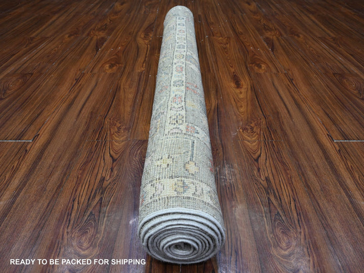 4'5" x 10'0" New Hand Knotted Green Wool Runner Oriental Rug - MOA10289647