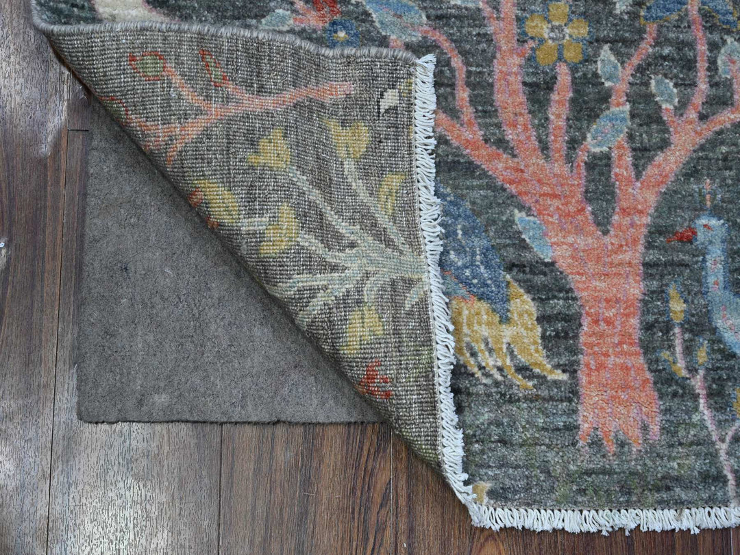 2'6" x 6'2" New Hand Knotted Grey Wool Runner Oriental Rug - MOA10289648