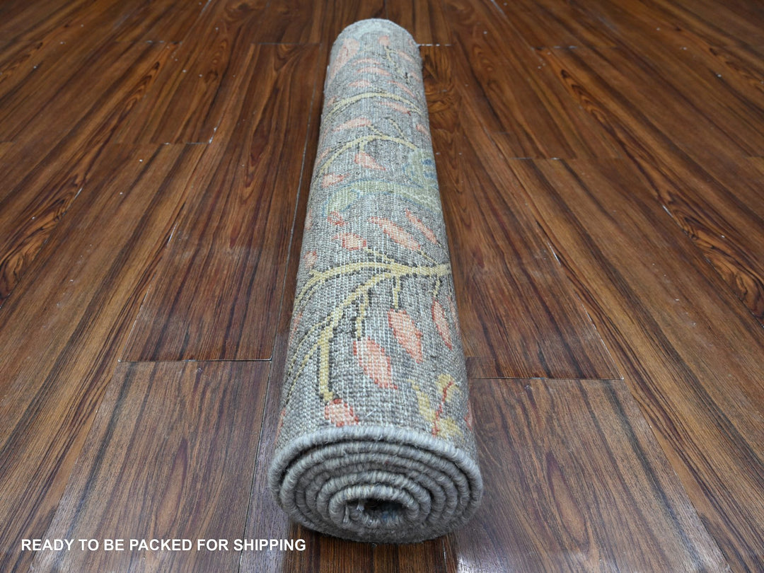 2'6" x 6'2" New Hand Knotted Grey Wool Runner Oriental Rug - MOA10289648