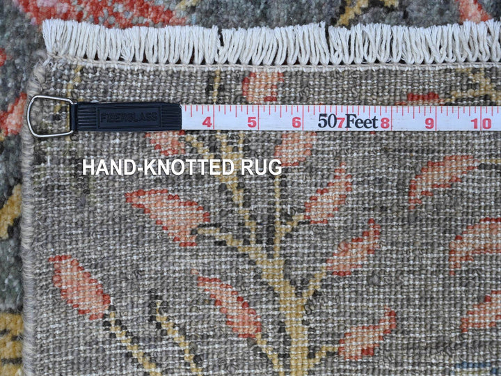 2'6" x 6'2" New Hand Knotted Grey Wool Runner Oriental Rug - MOA10289648