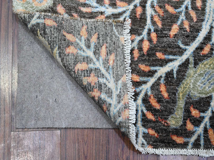4'0" x 15'10" New Hand Knotted Grey Wool Runner Oriental Rug - MOA10289649
