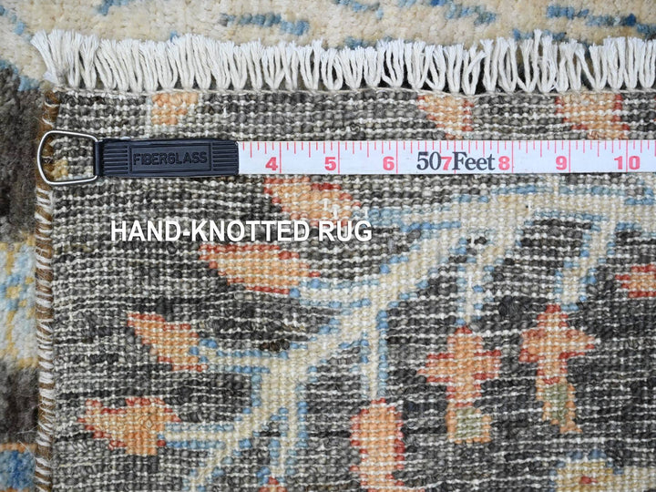 4'0" x 15'10" New Hand Knotted Grey Wool Runner Oriental Rug - MOA10289649
