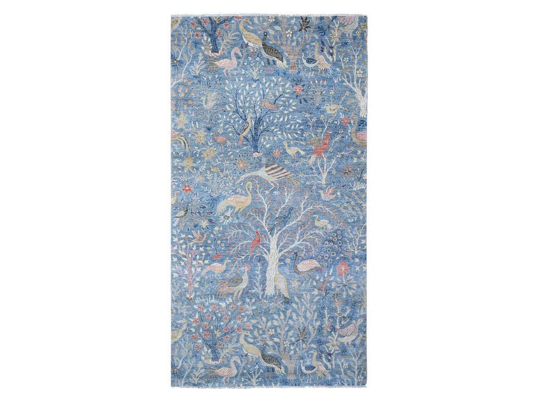 5'11" x 11'10" New Hand Knotted Blue Wool Runner Oriental Rug - MOA10289650