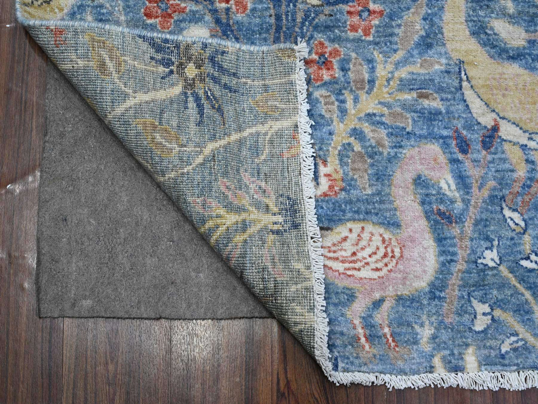 5'11" x 11'10" New Hand Knotted Blue Wool Runner Oriental Rug - MOA10289650