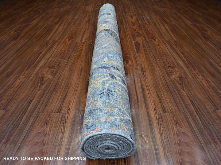 5'11" x 11'10" New Hand Knotted Blue Wool Runner Oriental Rug - MOA10289650