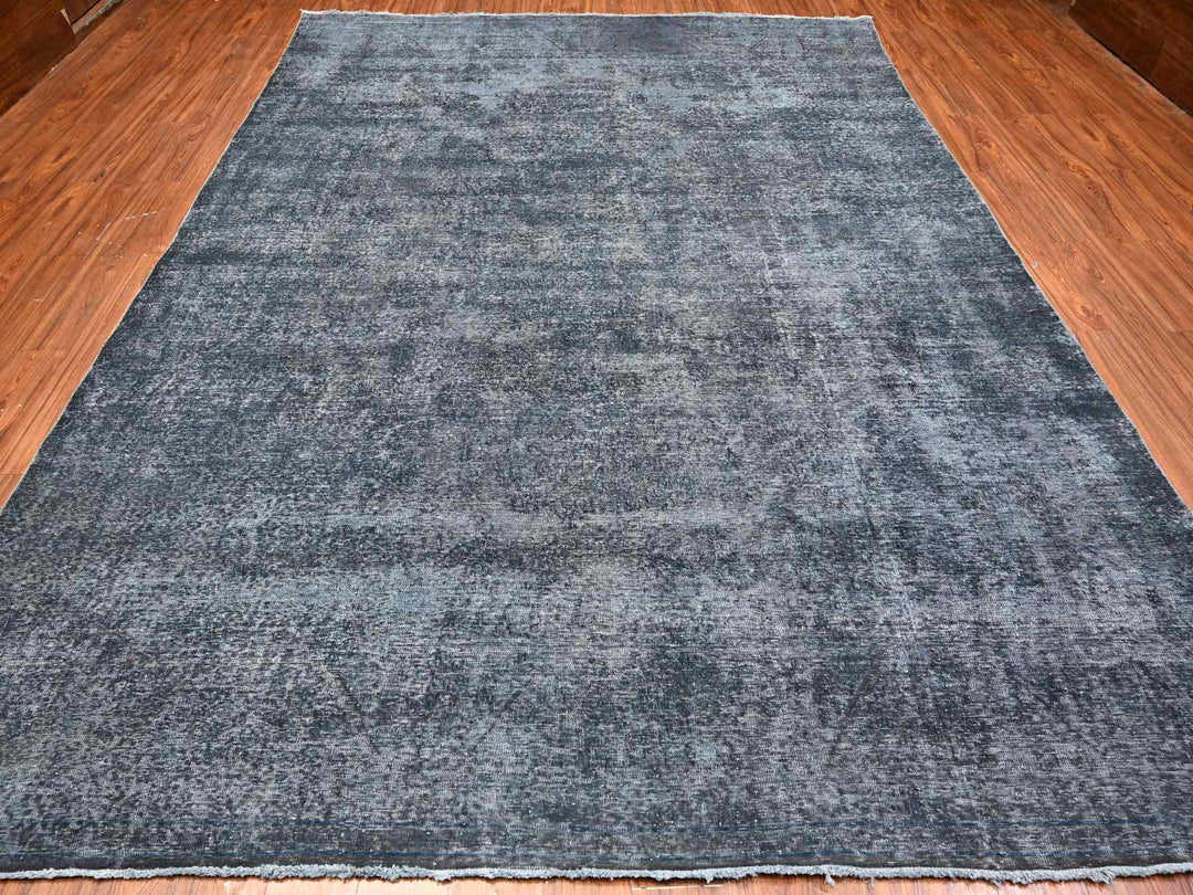 9'3" x 12'6" Vintage Hand Knotted Overdyed Wool Rectangle Oriental Rug - MOA10289653