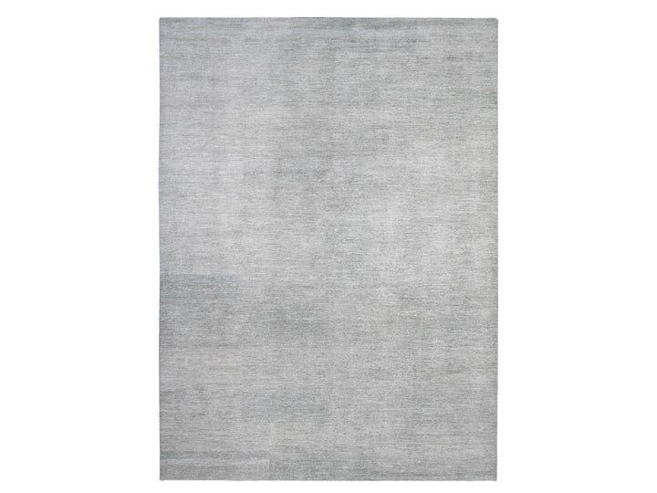8'8" x 11'9" New Hand Knotted Grey Wool Rectangle Oriental Rug - MOA10289655
