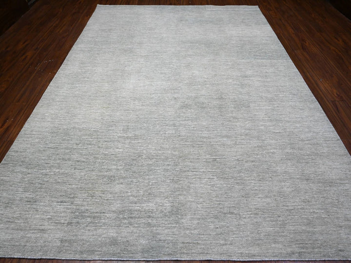 8'8" x 11'9" New Hand Knotted Grey Wool Rectangle Oriental Rug - MOA10289655
