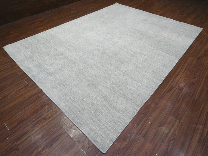 8'8" x 11'9" New Hand Knotted Grey Wool Rectangle Oriental Rug - MOA10289655