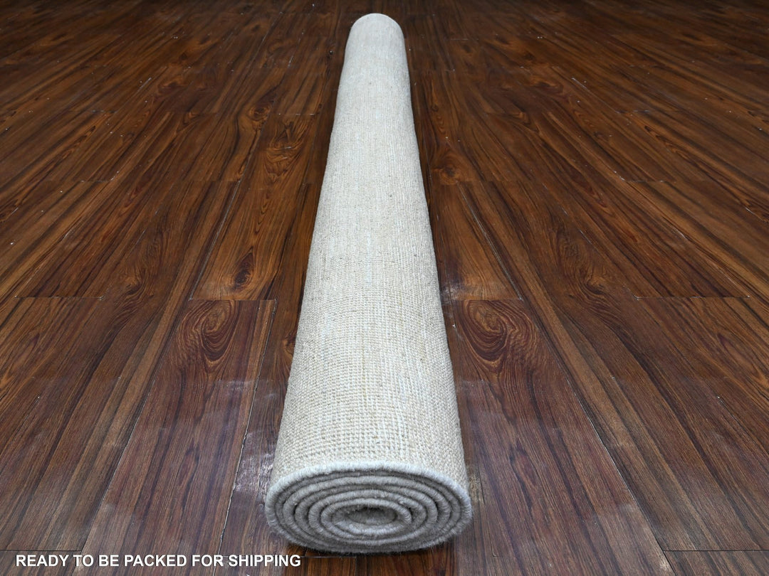 6'0" x 8'11" New Hand Knotted Ivory Wool Rectangle Oriental Rug - MOA10289656