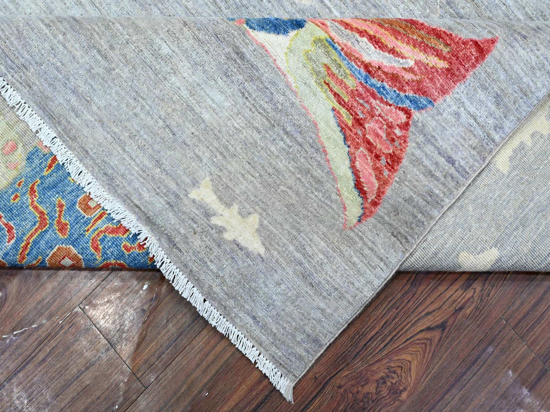 8'10" x 11'9" New Hand Knotted Grey Wool Rectangle Oriental Rug - MOA10289658