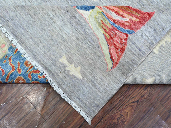 8'10" x 11'9" New Hand Knotted Grey Wool Rectangle Oriental Rug - MOA10289658