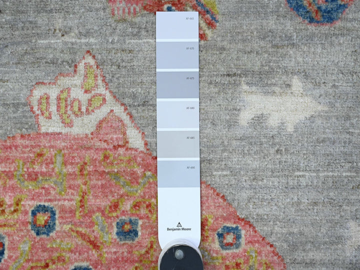 3'11" x 9'8" New Hand Knotted Grey Wool Runner Oriental Rug - MOA10289659