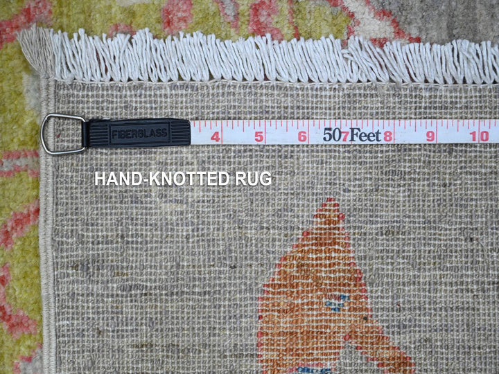 3'11" x 9'8" New Hand Knotted Grey Wool Runner Oriental Rug - MOA10289659