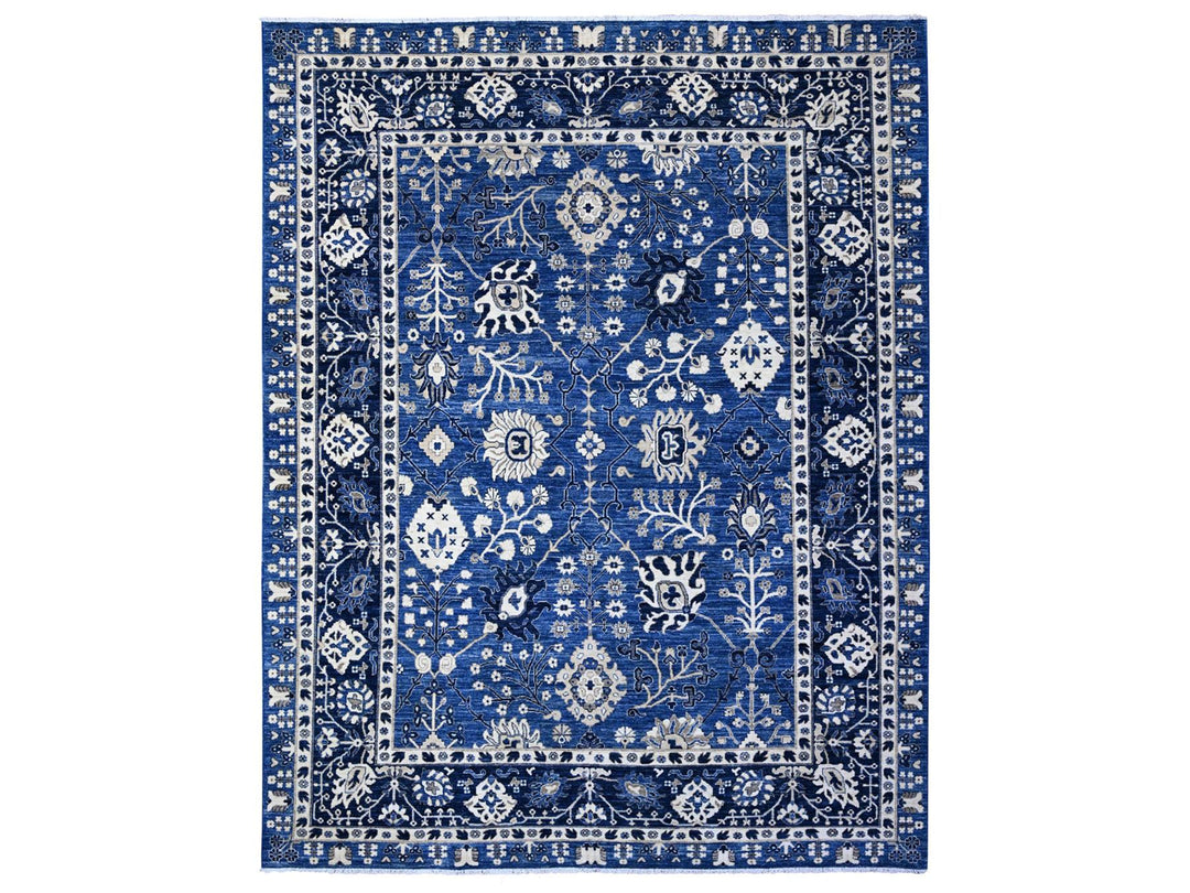 9'2" x 11'6" New Hand Knotted Blue Wool Rectangle Oriental Rug - MOA10289664
