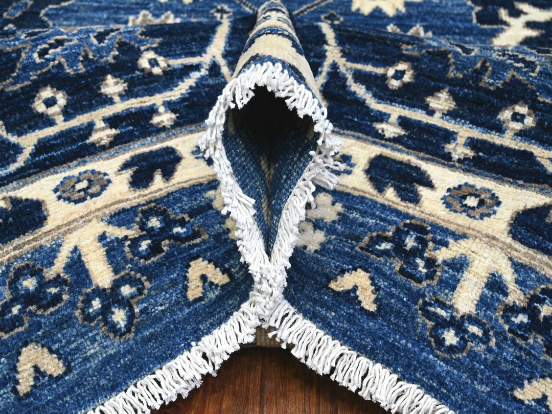 9'2" x 11'6" New Hand Knotted Blue Wool Rectangle Oriental Rug - MOA10289664