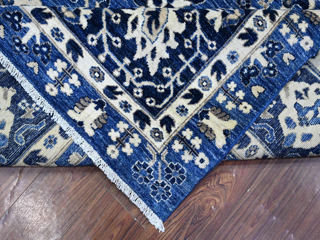 9'2" x 11'6" New Hand Knotted Blue Wool Rectangle Oriental Rug - MOA10289664