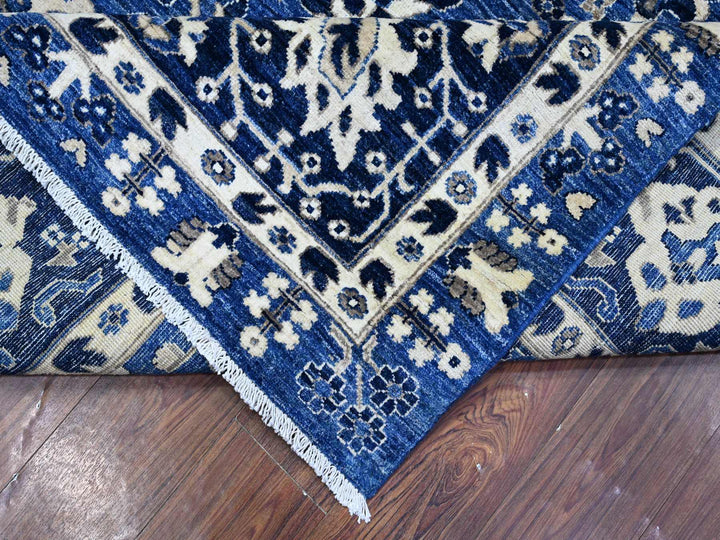 9'2" x 11'6" New Hand Knotted Blue Wool Rectangle Oriental Rug - MOA10289664
