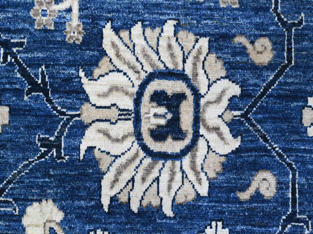 9'2" x 11'6" New Hand Knotted Blue Wool Rectangle Oriental Rug - MOA10289664
