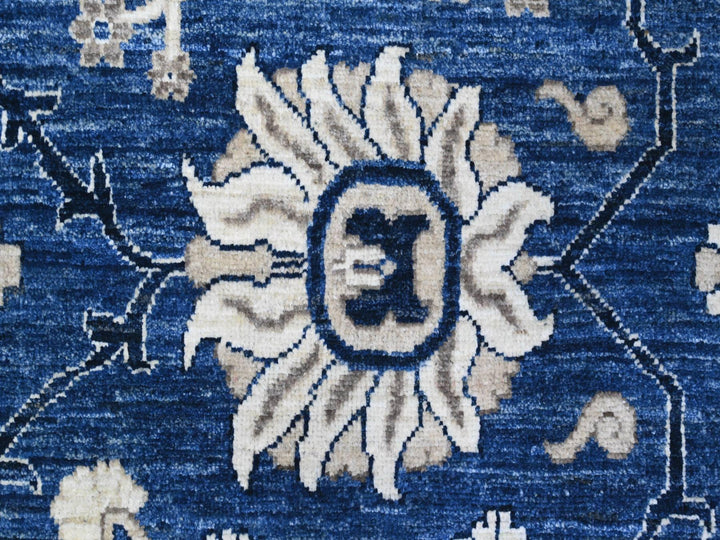 9'2" x 11'6" New Hand Knotted Blue Wool Rectangle Oriental Rug - MOA10289664