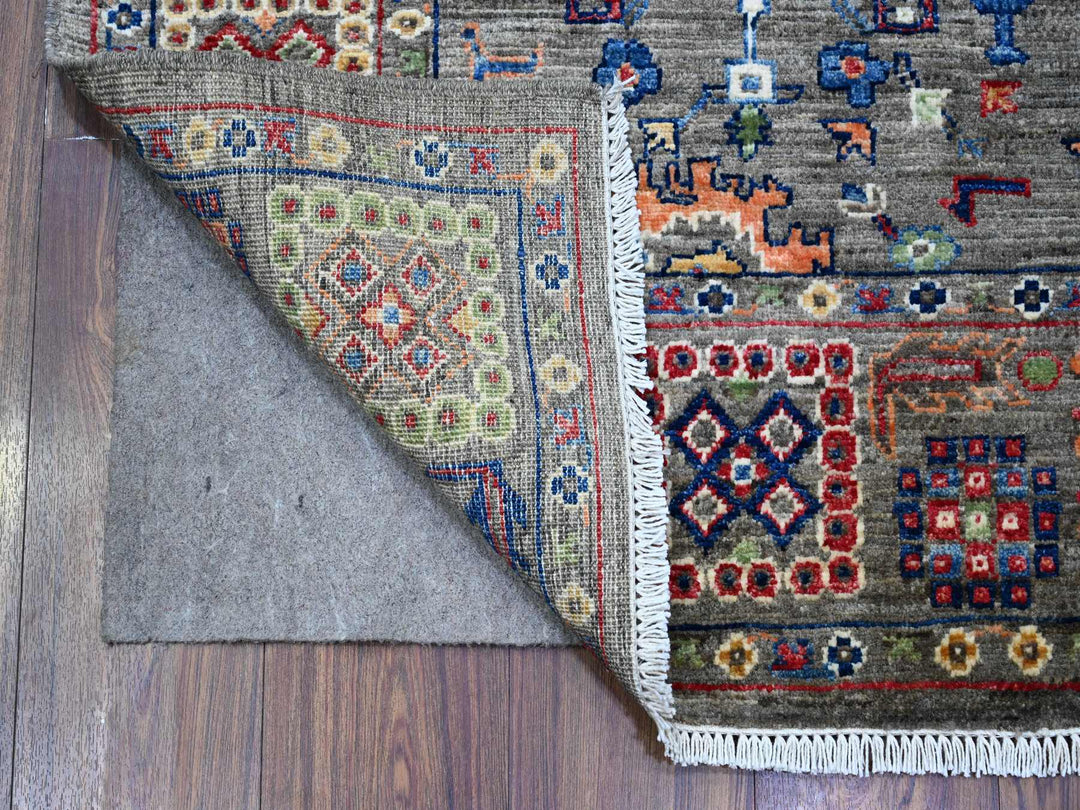 4'0" x 16'1" New Hand Knotted Grey Wool Runner Oriental Rug - MOA10289669