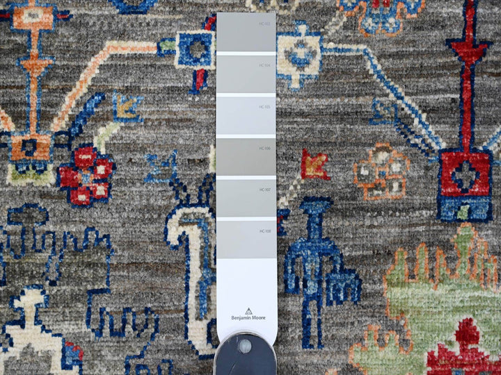 4'0" x 16'1" New Hand Knotted Grey Wool Runner Oriental Rug - MOA10289669