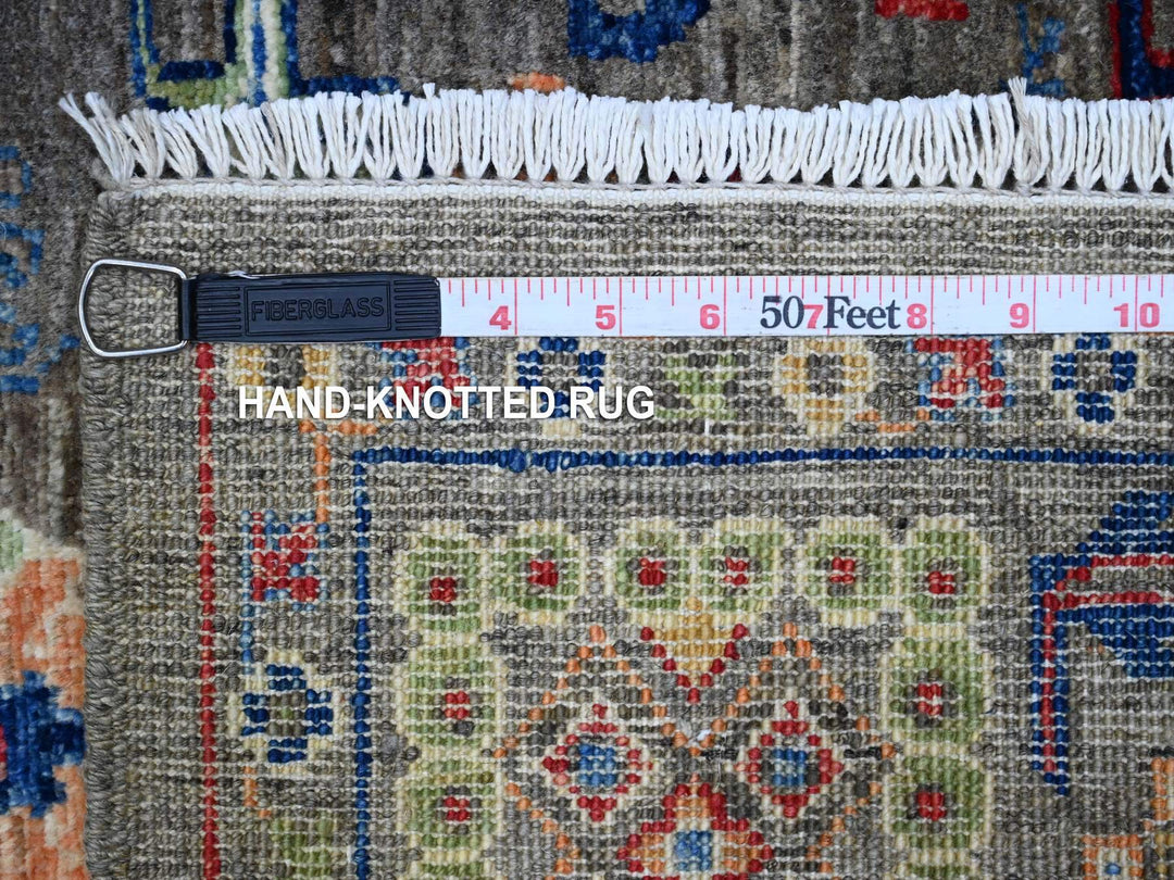 4'0" x 16'1" New Hand Knotted Grey Wool Runner Oriental Rug - MOA10289669