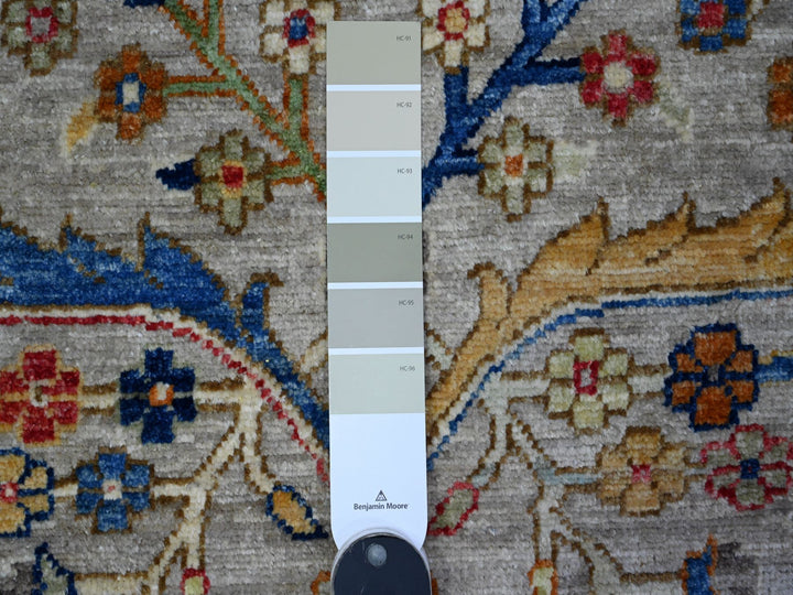 3'11" x 11'9" New Hand Knotted Grey Wool Runner Oriental Rug - MOA10289670