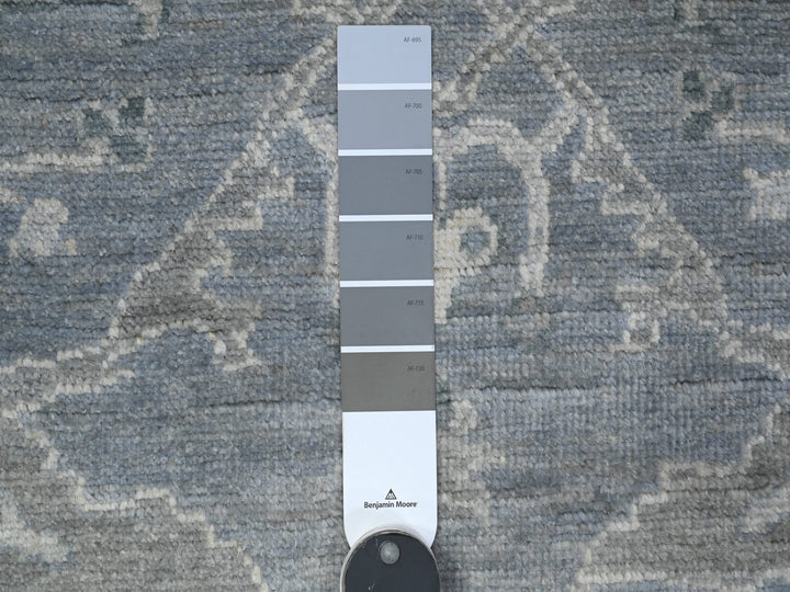 4'1" x 11'10" New Hand Knotted Grey Wool Runner Oriental Rug - MOA10289673
