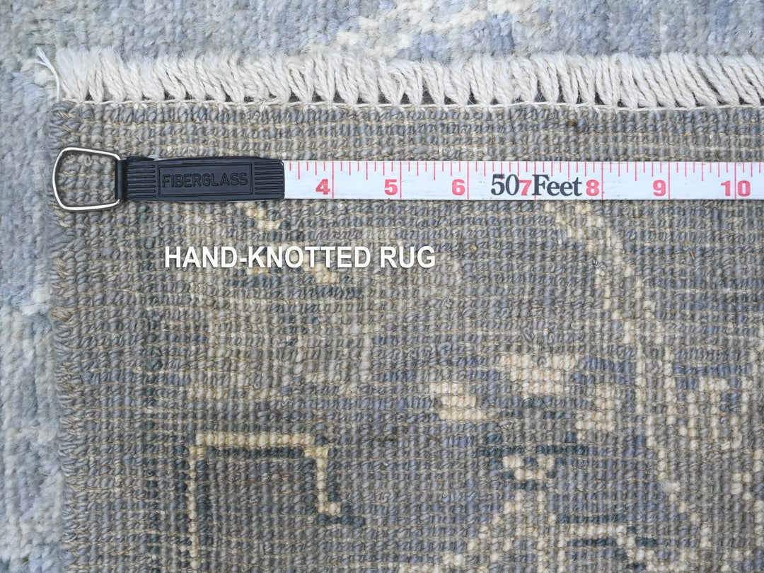4'1" x 11'10" New Hand Knotted Grey Wool Runner Oriental Rug - MOA10289673