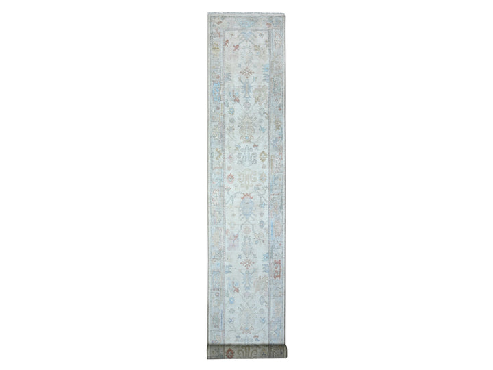 2'8" x 19'2" New Hand Knotted Ivory Wool Runner Oriental Rug - MOA10289677