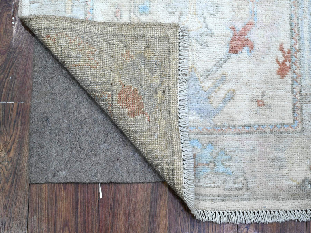 2'8" x 19'2" New Hand Knotted Ivory Wool Runner Oriental Rug - MOA10289677