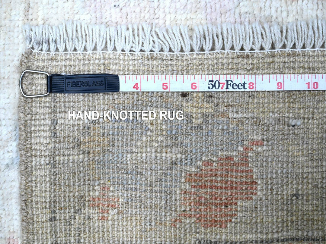 2'8" x 19'2" New Hand Knotted Ivory Wool Runner Oriental Rug - MOA10289677