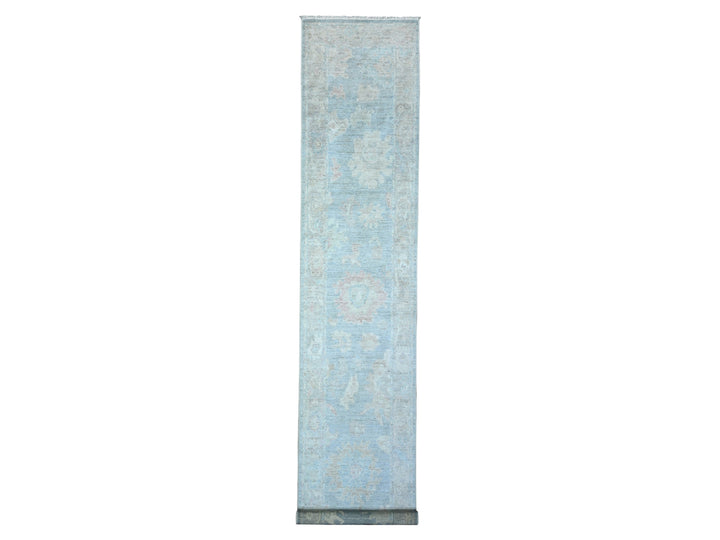 2'10" x 16'0" New Hand Knotted Blue Wool Runner Oriental Rug - MOA10289678