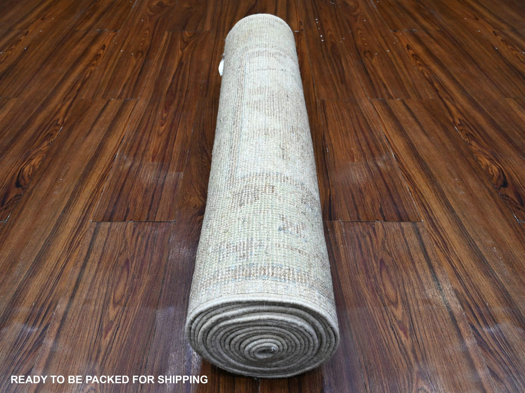 2'10" x 16'0" New Hand Knotted Grey Wool Runner Oriental Rug - MOA10289679