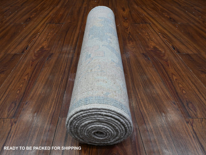 2'9" x 15'4" New Hand Knotted Blue Wool Runner Oriental Rug - MOA10289681