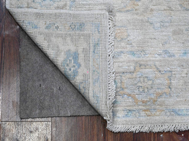 3'2" x 7'9" New Hand Knotted Grey Wool Runner Oriental Rug - MOA10289686