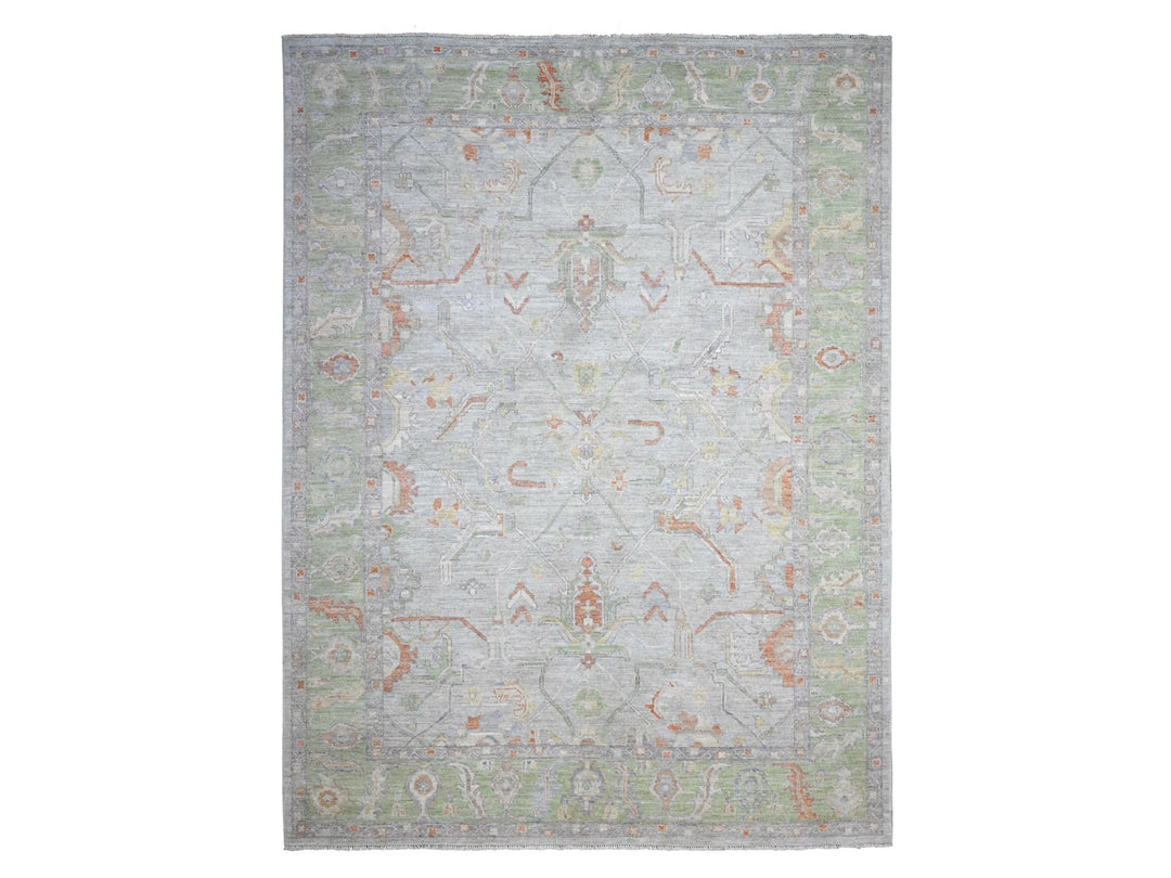 8'10" x 11'11" New Hand Knotted Grey Wool Rectangle Oriental Rug - MOA10289696