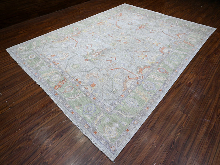 8'10" x 11'11" New Hand Knotted Grey Wool Rectangle Oriental Rug - MOA10289696
