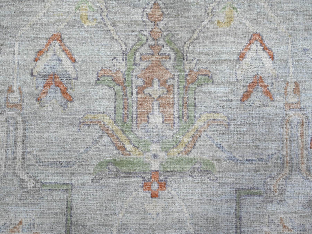 8'10" x 11'11" New Hand Knotted Grey Wool Rectangle Oriental Rug - MOA10289696