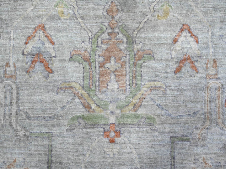 8'10" x 11'11" New Hand Knotted Grey Wool Rectangle Oriental Rug - MOA10289696
