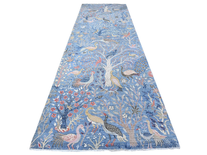 5'0" x 14'8" New Hand Knotted Blue Wool Runner Oriental Rug - MOA10289697
