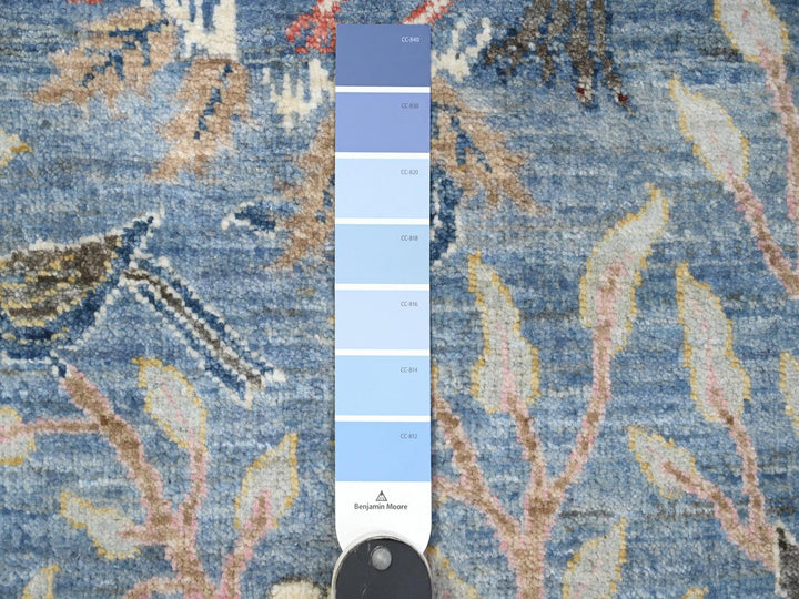 5'0" x 14'8" New Hand Knotted Blue Wool Runner Oriental Rug - MOA10289697