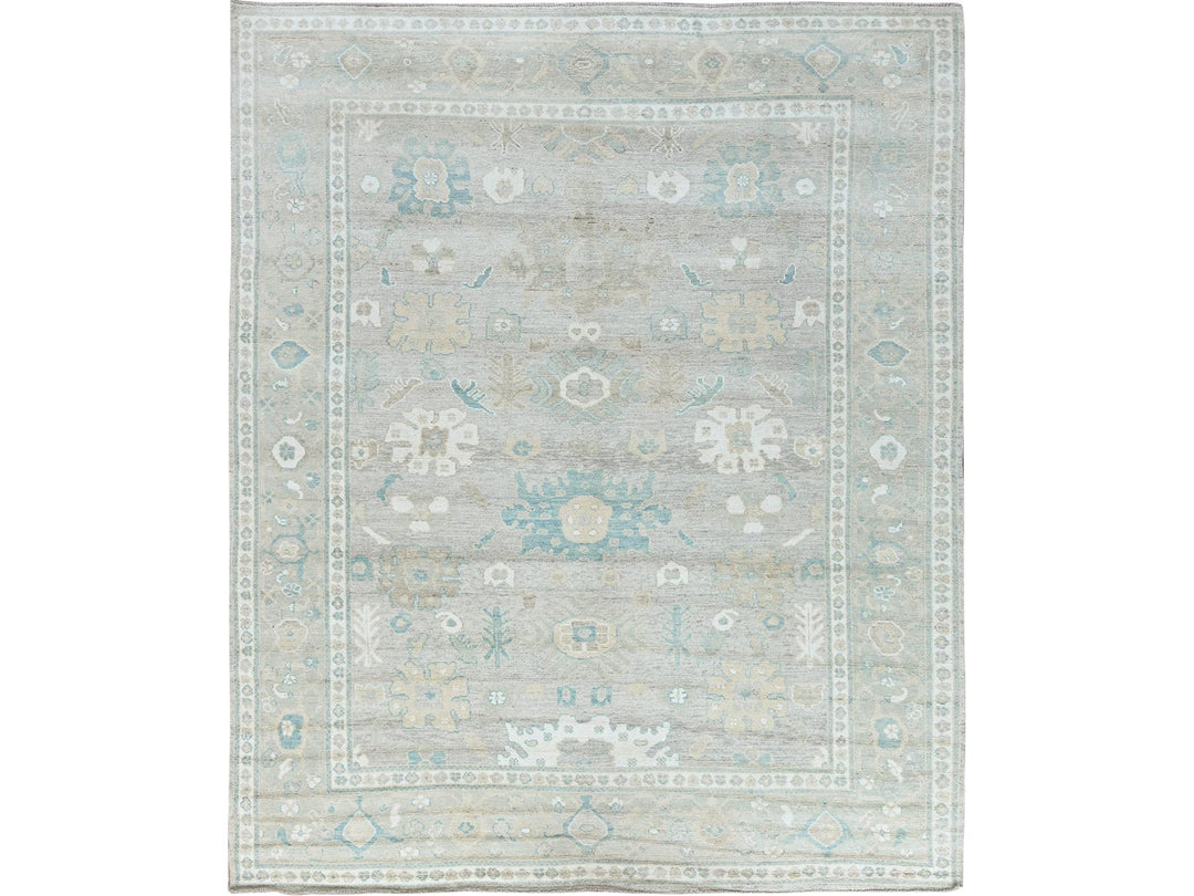 9'2" x 11'10" New Hand Knotted Grey Wool Rectangle Oriental Rug - MOA102896