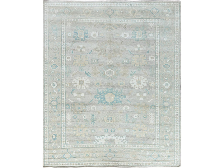 9'2" x 11'10" New Hand Knotted Grey Wool Rectangle Oriental Rug - MOA102896