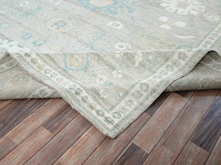9'2" x 11'10" New Hand Knotted Grey Wool Rectangle Oriental Rug - MOA102896