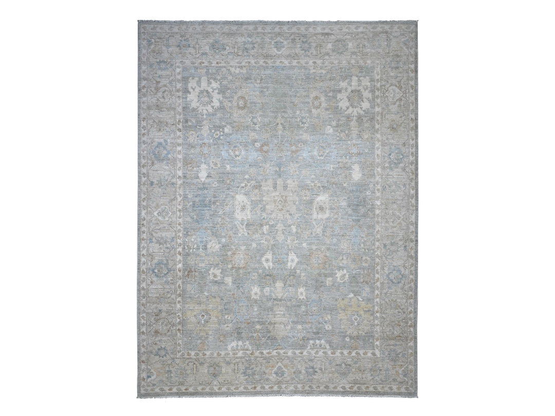 8'11" x 11'10" New Hand Knotted Grey Wool Rectangle Oriental Rug - MOA10289703
